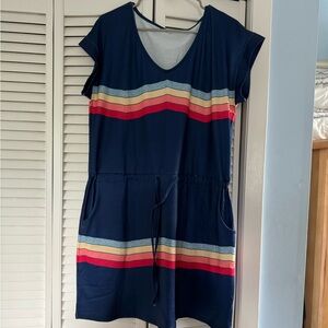 Navy blue with stripes dress, size large